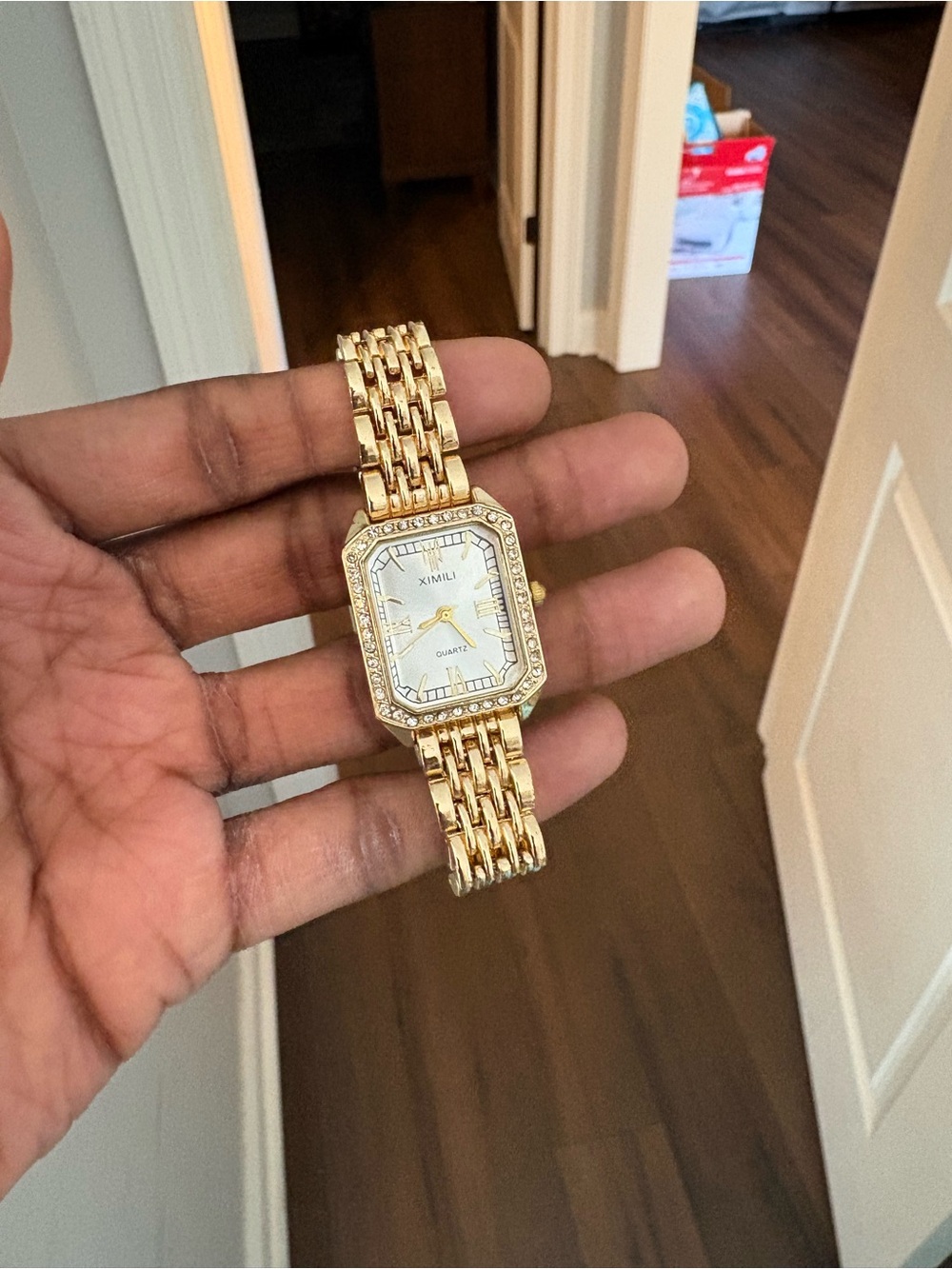 Gold-Tone Women's Crystal Accent Bracelet Watch -